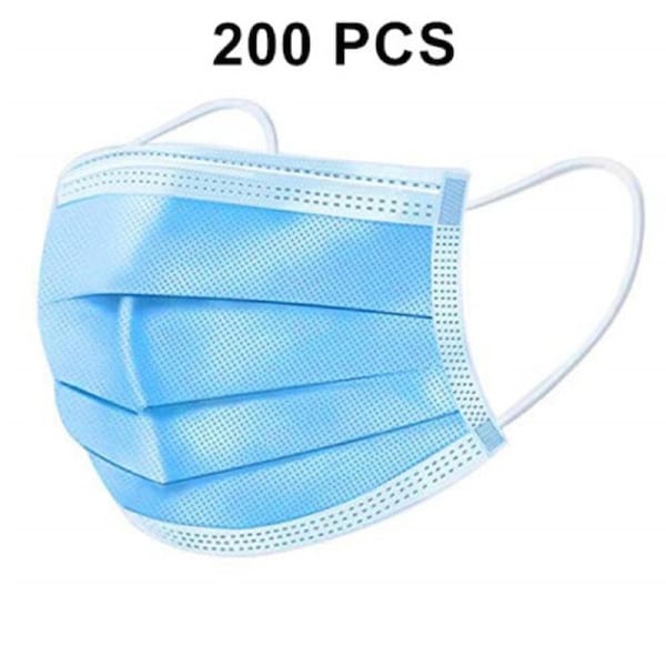 Catzon 200 Pcs Disposable Medical Mask 3-Ply Nonwoven Earloop Mouth Face Mask-Blue