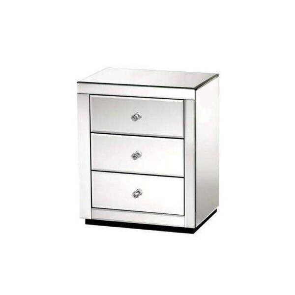 Mirrored Bedside Table - Silver
