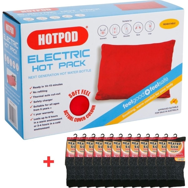Hotpod Electric Hot Pack w/ 12 Pairs Thermal Socks Relief - Winter Gift