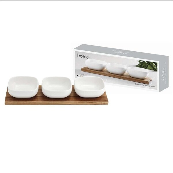 Ladelle Essentials 4 Piece Bowl & Tray Set - White