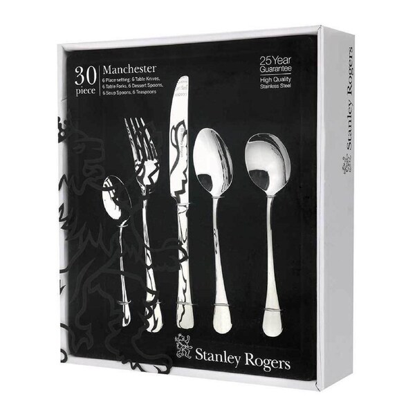 Stanley Rogers 30 Piece Manchester Stainless Steel Cutlery Set 30pc