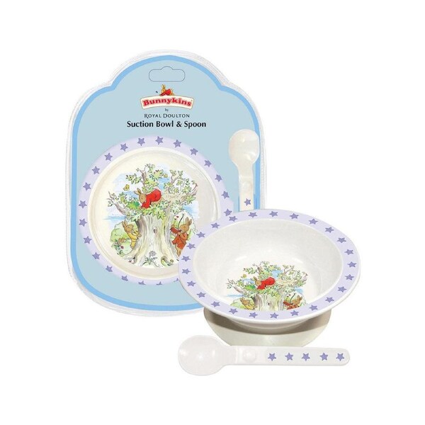 Bunnykins Melamine Suction Bowl & Spoon Feeding Set Shining Star Blue