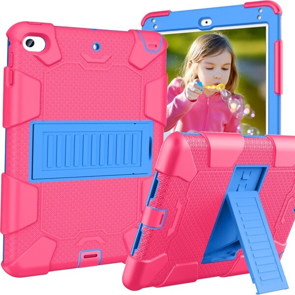 Catzon Silicone+PC Case 3-Layer Anti-fall Protective Cover Tablet Stand For iPad Mini 4 5-2hotpink blue