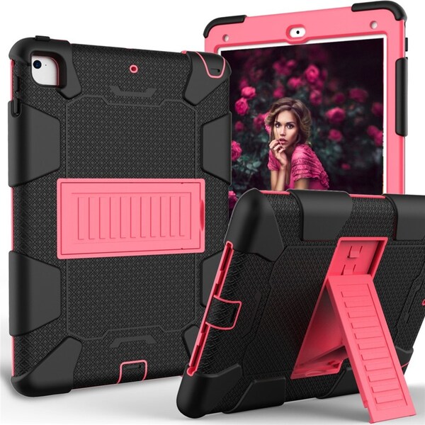 Catzon Silicone+PC Case 3-Layer Anti-fall Protective Cover Tablet Stand For iPad 5/6 2017/2018 iPad Pro 9.7 inch-5black hotpink