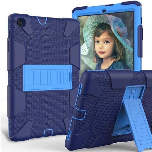 Catzon Silicone+PC Case 3-Layer Anti-fall Protective Cover Tablet Stand For Samsung Galaxy Tab A 10.1 inch T510(2019)-10navy blue