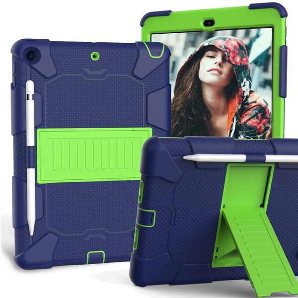 Catzon Silicone+PC Case 3-Layer Anti-fall Protective Cover Tablet Stand For iPad 7 10.2 inch(2019)-11navy olivia