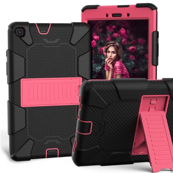 Catzon Silicone+PC Case 3-Layer Anti-fall Protective Cover Tablet Stand For Samsung Galaxy Tab A 8 inch T290(2019)-5black hotpink