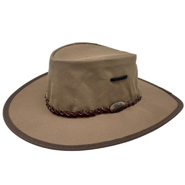 JACARU Full Canvas Parks Explorer Sun Hat Water Resistant Wide Brim Work Toggle Brown / Large (58/59cm)