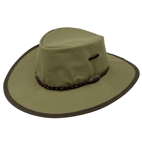 JACARU Full Canvas Parks Explorer Sun Hat Water Resistant Wide Brim Work Toggle Khaki / Large (58/59cm)