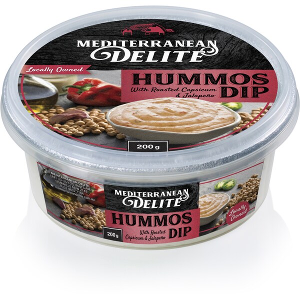 Mediterranean Delite Hummos With Roasted Capsicum & Jalapenos 200g