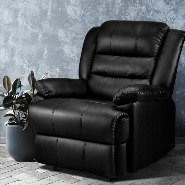 1x Artiss Recliner Chair Lounge Sofa Black