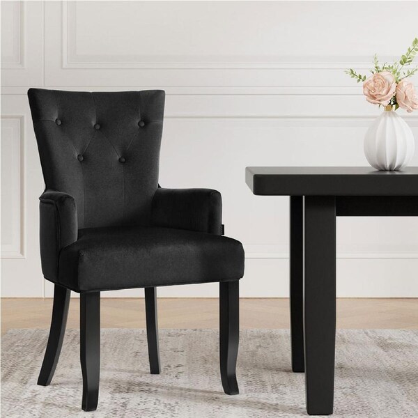 1 Artiss Dining Chair Black Velvet