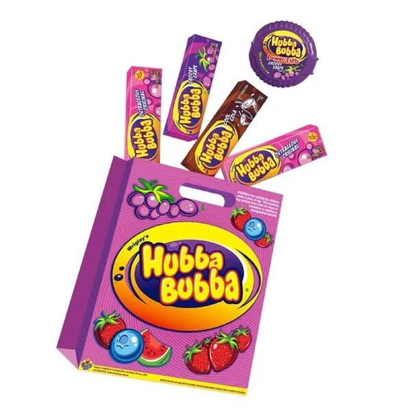 5pc Hubba Bubba Kids Showbag w/Original/Strawberry/Grapes Lollies