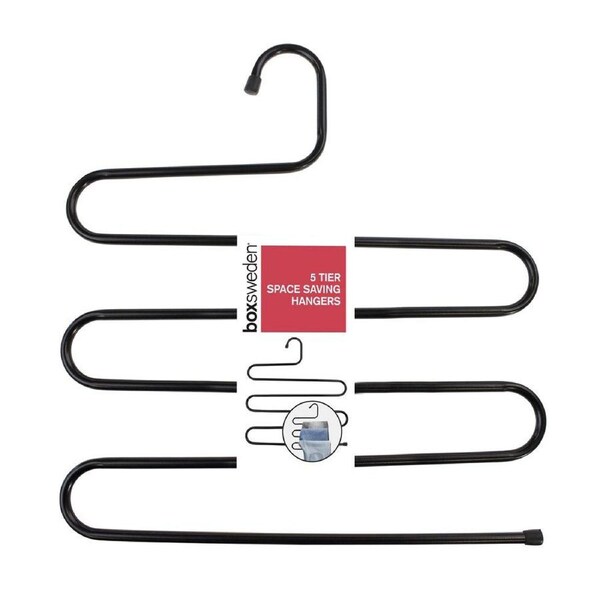 Boxsweden 5 Tier Metal Space Saving Clothes Hanger Hook Trouser Skirt Pants Asst