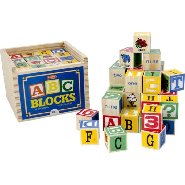 Schylling Alphabet Wood Building Blocks Kids Learning/Educational Toy/Game 19m+