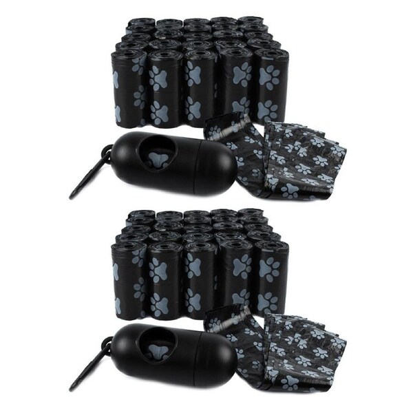 2000pc Paws & Claws Pet Doggy Clean Up Bags Dog Waste Poo Bag w/ Dispenser Black