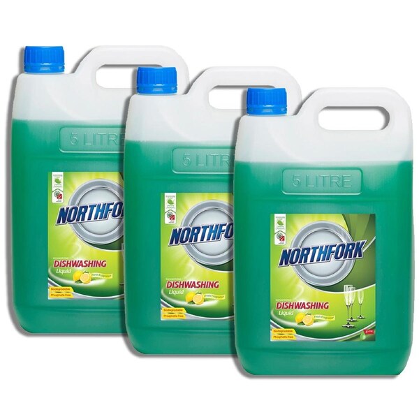 3x Northfork 5L Biodegradeable GECA Dishwashing Dishes Concentrate Liquid/Soap