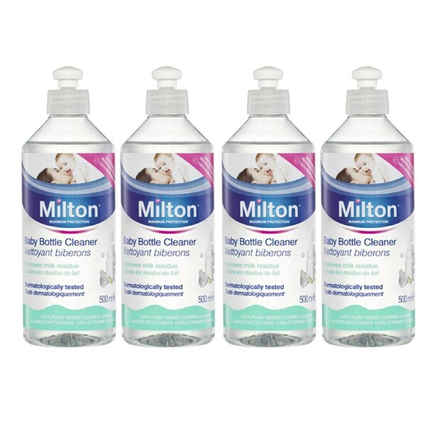 4x 500ml Milton Baby Bottle/Breast Pumps Cleaner Solution Removes Milk Residue