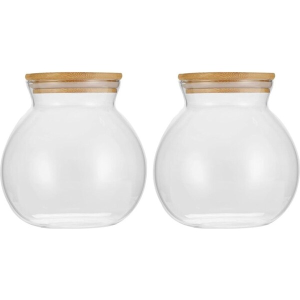 2PK Lemon & Lime 1.6L Camden Drink/Water Glass Round Jar Storage w/ Bamboo Lid