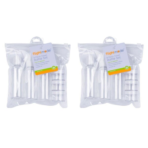12pc Flight Mode Plastic Travel Bottle Set Container Refillable Storage Clear