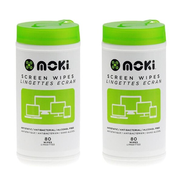 2x 80PK Moki Disposable Antistatic Alcohol Free Laptop/Computer Screen Wipes