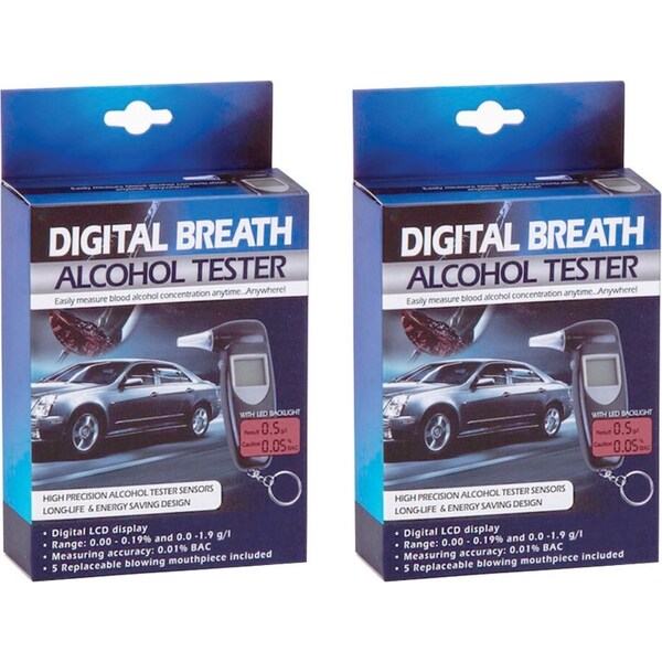 2x Digital Breath Alcohol Professional Tester LCD Analyser/Breathalyser Test BLK