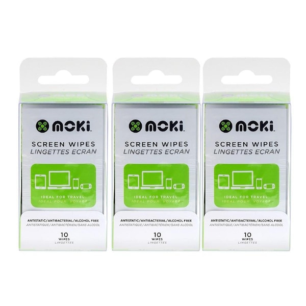 3x 10pc Moki Disposable Antistatic/Alcohol Free Laptop/Computer Screen Wipes