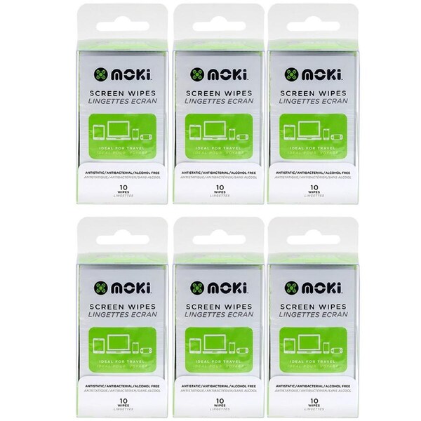 6x 10pc Moki Antistatic/Alcohol Free Laptop/Computer Cleaning Screen Wipes