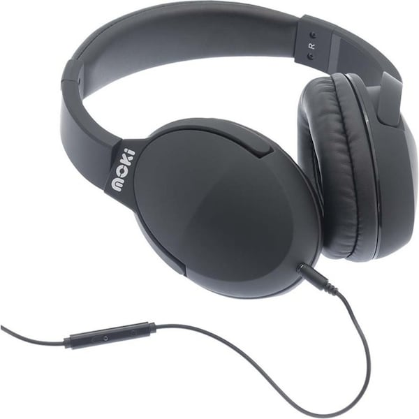 Moki Nero On Ear Headphones/Headset/Headband w/In-Line Mic/3.5mm Jack Black
