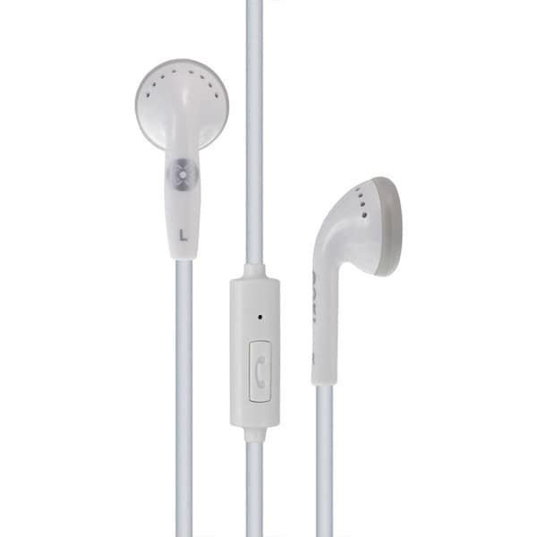 Moki Stereo In-Ear Earphones 3.5mm Jack Headset w/ In-Line Mic White