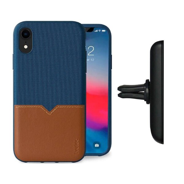 Evutec Case Cover AFIX+ Magnetic w/ Car Mount for Apple iPhone XR Blue/Saddle