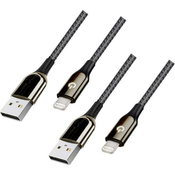 2x Philex 1.2m Intelligent Smart Auto Off/Fast Charge 8 Pin Cable for iPhone