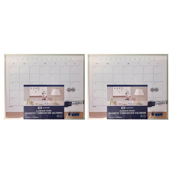 2PK Quartet Magnetic Combination Monthly Calendar Board Office/School w/Markers