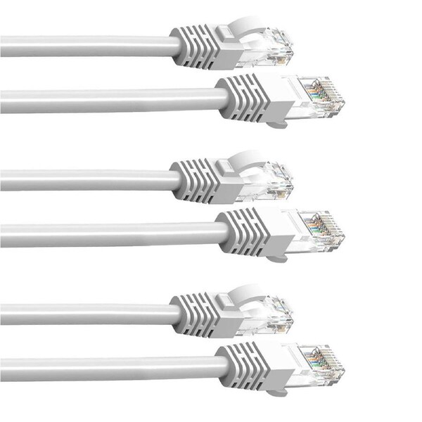 3PK Cruxtec 3m CAT6/RJ45 Network Lead Cable LAN Ethernet Internet Router Cord WH