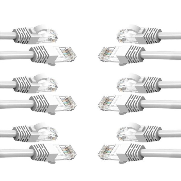 6PK Cruxtec 5m CAT6/RJ45 Network Lead Cable LAN Ethernet Internet Router Cord WH