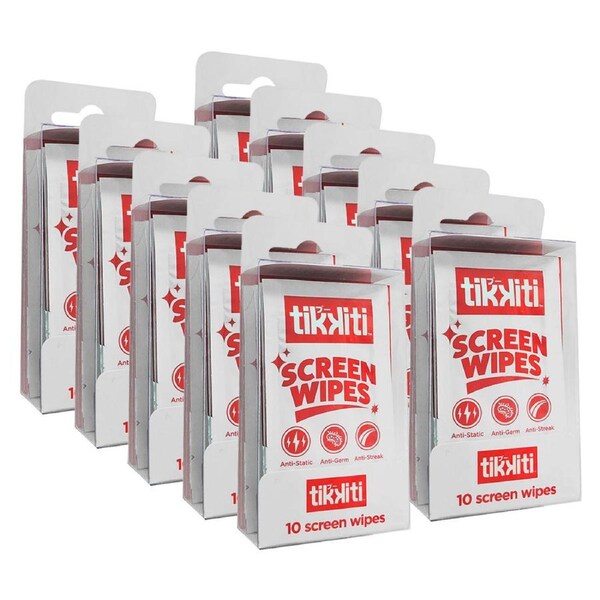 100x Tikkiti Disposable Screen Cleaning Wipes/Cloths for Smartphones/Tablets