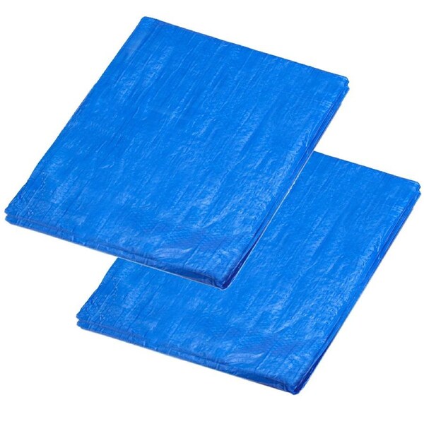 2x Polyethylene Waterproof 7.2x5.4m Tarpaulin Plastic Cover Canopy Sheet Tarp BL