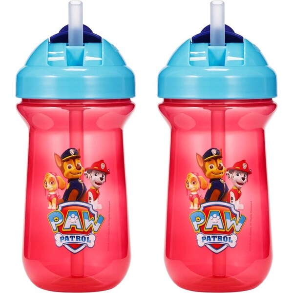 2pc The First Years Flip Top Straw Cup Baby/Toddler 18m+ Water Bottle Paw Patrol