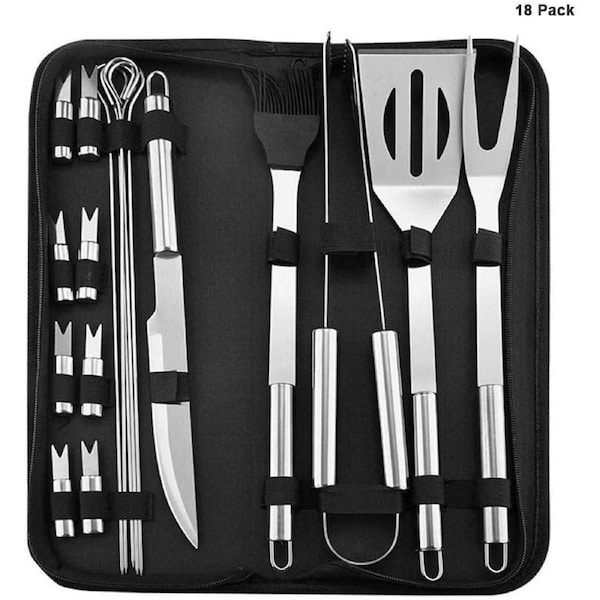 18pcs Barbecue Grill Utensils Kit Stainless Steel BBQ Grill Tools Set