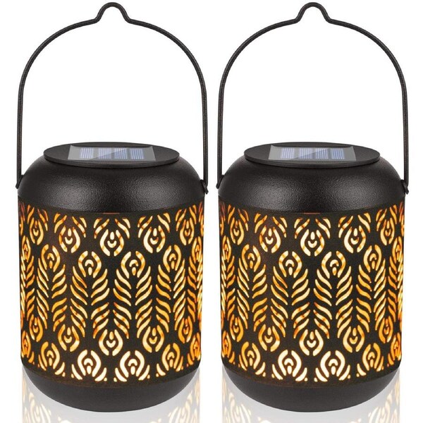 2 Pack Solar Lights Outdoor Tabletop Lantern for Table Pathway Garden Yard
