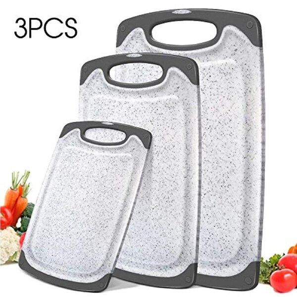 3Pcs Plastic Kitchen Cutting Board Set BPA-Free with Juice Grooves Multiple Sizes Chopping Board