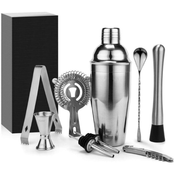 9Pcs Cocktail Shaker Set and Bar Tool Set, Stainless Steel Blender