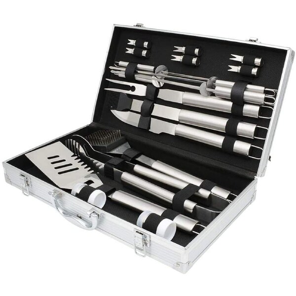 BBQ Grill Tools Set, 18pcs Stainless Steel Barbecue Grill Accessories in Aluminum Case