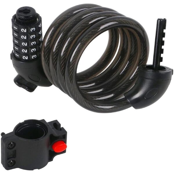 Bike Lock Cable, 5-Digit Combination Bicycle Cable Lock with Mounting Bracket