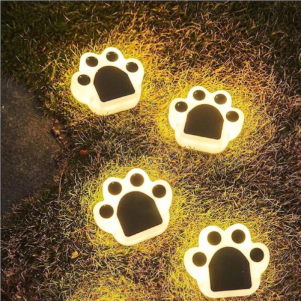 Solar Garden Lights Outdoor 4 Pack, Decoration Cuddly Bear Claw Pathway Yard Walls Lights