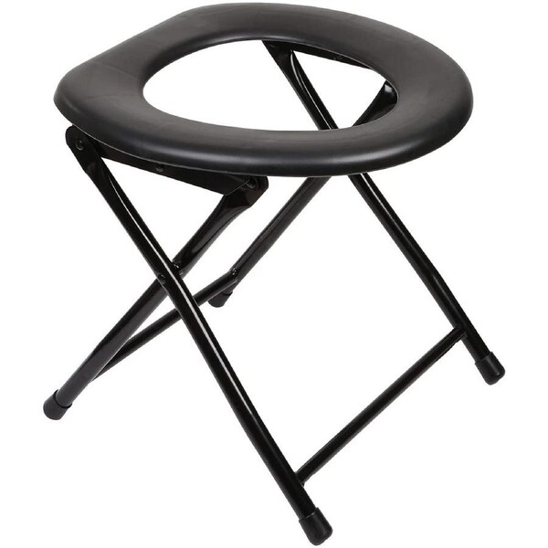 Portable Camping Toilet Chair - Folding Bedside Commode - Lightweight Foldable Outdoor Porta Potty for Adults