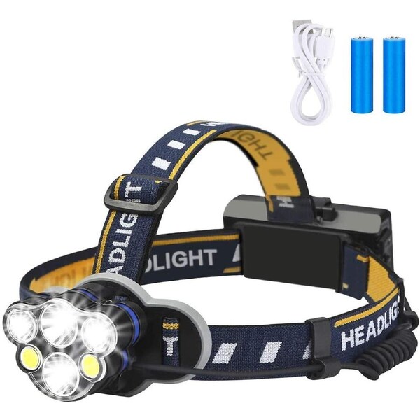 Rechargeable Headlamp, Waterproof LED Head Torch Rechargeable Headlamp Flashlight for Camping, Fishing, Cellar, Outdoors