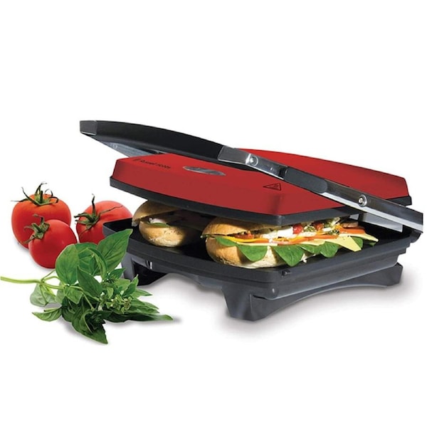 Sandwich Cafe Press 4 Slice, 2100W Fast Heat-up Non-Stick Flat Plates, Floating Hinge for Varied Thickness, Lid Lock