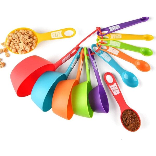 12 Pcs Measuring Cups and Spoons Set - Dishwasher Safe Measuring Utensils Set for Dry & Liquid Ingredients