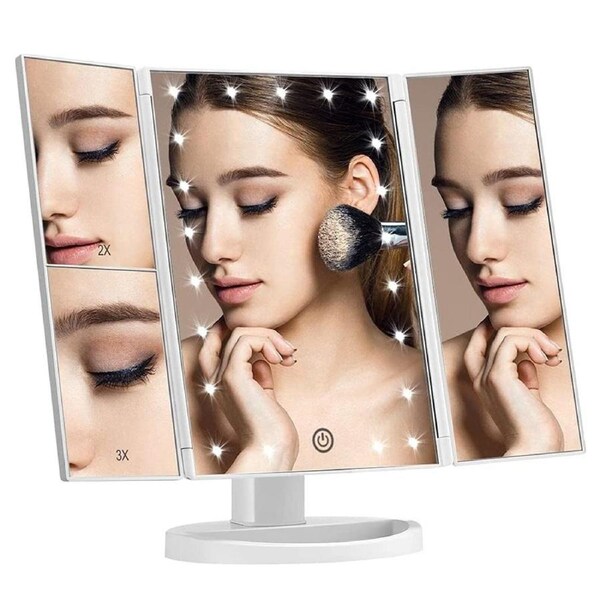 Vanity Mirror 21 LED lighted Makeup Mirror , 180°Free Rotation Table Countertop Cosmetic Mirror